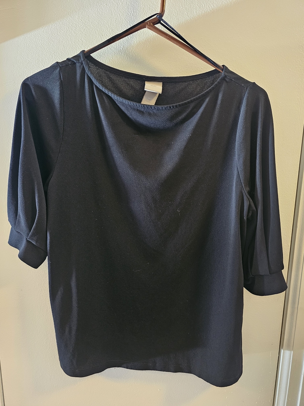 H&M Black Boatneck Short Sleeve Top
